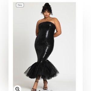 Tulle Flounce Sequin Column Dress